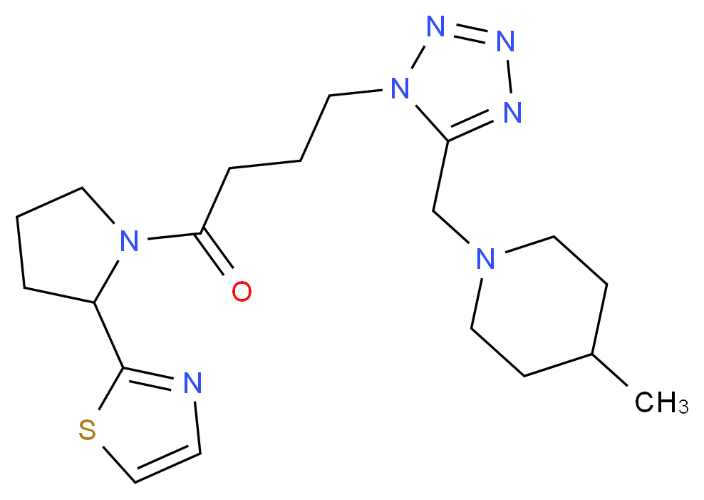 4-methyl-1-[(1-{4-oxo-4-[2-(1,3-thiazol-2-yl)pyrrolidin-1-yl]butyl}-1H-tetrazol-5-yl)methyl]piperidine_Molecular_structure_CAS_)
