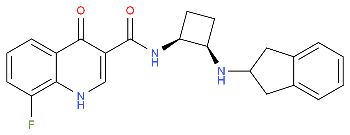 N-[(1S*,2R*)-2-(2,3-dihydro-1H-inden-2-ylamino)cyclobutyl]-8-fluoro-4-oxo-1,4-dihydro-3-quinolinecarboxamide_Molecular_structure_CAS_)