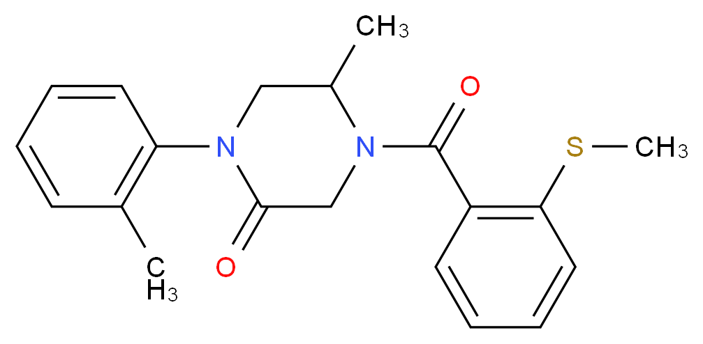 5-methyl-1-(2-methylphenyl)-4-[2-(methylthio)benzoyl]-2-piperazinone_Molecular_structure_CAS_)