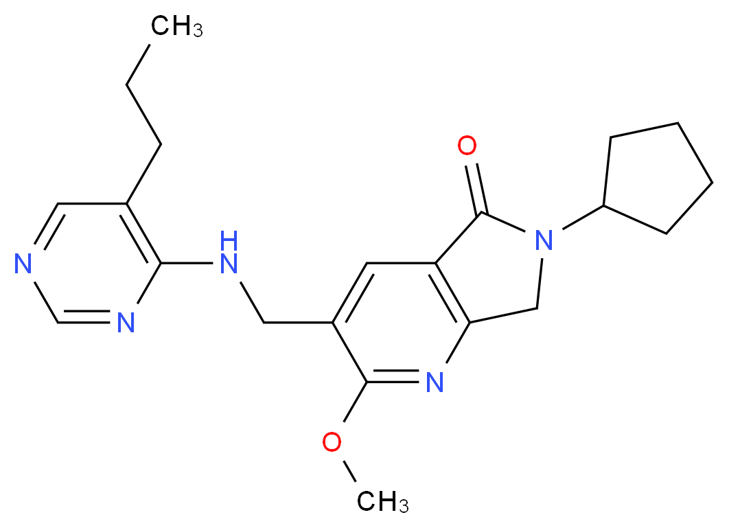 6-cyclopentyl-2-methoxy-3-{[(5-propylpyrimidin-4-yl)amino]methyl}-6,7-dihydro-5H-pyrrolo[3,4-b]pyridin-5-one_Molecular_structure_CAS_)