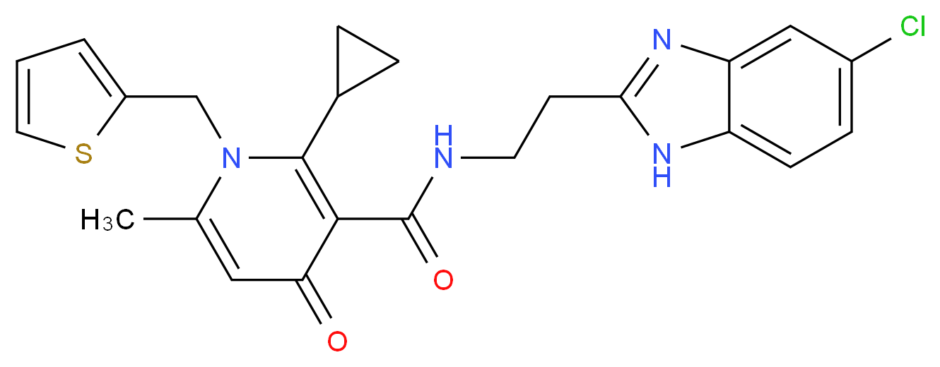 N-[2-(5-chloro-1H-benzimidazol-2-yl)ethyl]-2-cyclopropyl-6-methyl-4-oxo-1-(2-thienylmethyl)-1,4-dihydro-3-pyridinecarboxamide_Molecular_structure_CAS_)