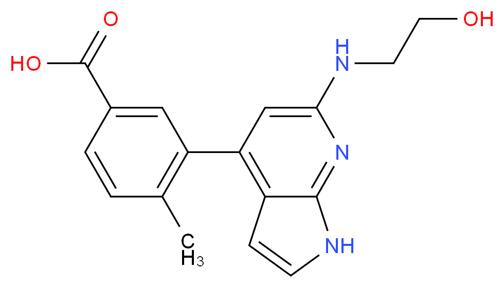 3-{6-[(2-hydroxyethyl)amino]-1H-pyrrolo[2,3-b]pyridin-4-yl}-4-methylbenzoic acid_Molecular_structure_CAS_)