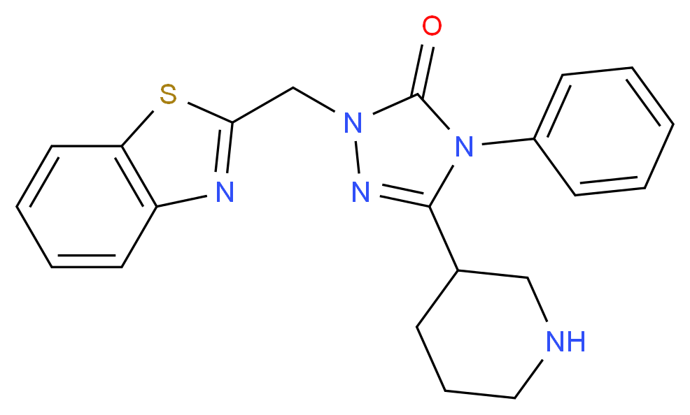 2-(1,3-benzothiazol-2-ylmethyl)-4-phenyl-5-(3-piperidinyl)-2,4-dihydro-3H-1,2,4-triazol-3-one_Molecular_structure_CAS_)