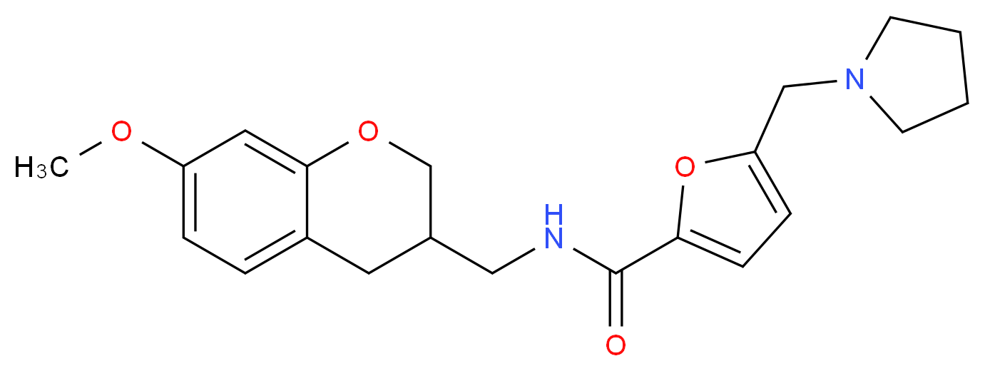 N-[(7-methoxy-3,4-dihydro-2H-chromen-3-yl)methyl]-5-(pyrrolidin-1-ylmethyl)-2-furamide_Molecular_structure_CAS_)
