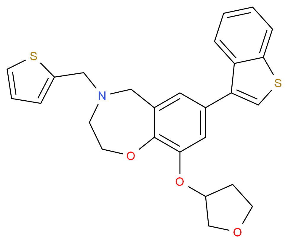 7-(1-benzothien-3-yl)-9-(tetrahydro-3-furanyloxy)-4-(2-thienylmethyl)-2,3,4,5-tetrahydro-1,4-benzoxazepine_Molecular_structure_CAS_)