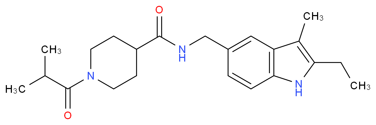 N-[(2-ethyl-3-methyl-1H-indol-5-yl)methyl]-1-isobutyrylpiperidine-4-carboxamide_Molecular_structure_CAS_)