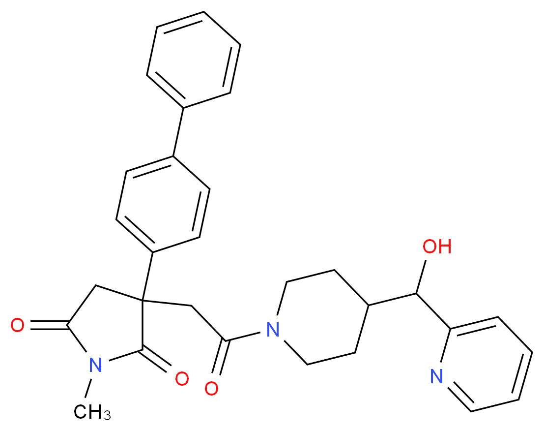 3-(4-biphenylyl)-3-(2-{4-[hydroxy(2-pyridinyl)methyl]-1-piperidinyl}-2-oxoethyl)-1-methyl-2,5-pyrrolidinedione_Molecular_structure_CAS_)