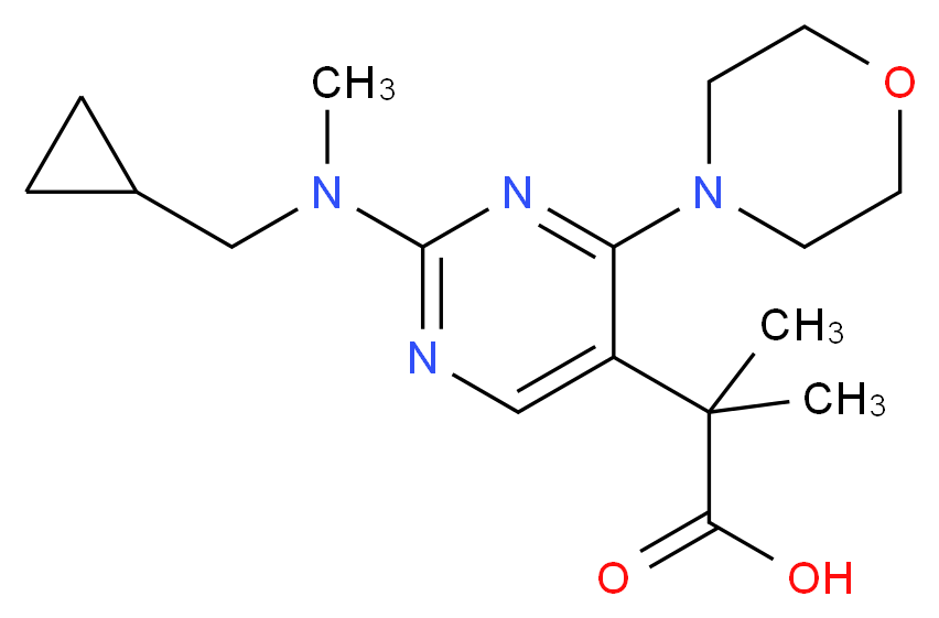 2-{2-[(cyclopropylmethyl)(methyl)amino]-4-morpholin-4-ylpyrimidin-5-yl}-2-methylpropanoic acid_Molecular_structure_CAS_)