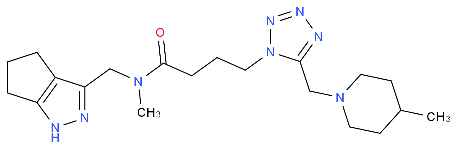 N-methyl-4-{5-[(4-methylpiperidin-1-yl)methyl]-1H-tetrazol-1-yl}-N-(1,4,5,6-tetrahydrocyclopenta[c]pyrazol-3-ylmethyl)butanamide_Molecular_structure_CAS_)