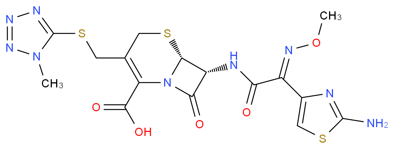 (6R,7R)-7-[2-(2-amino-1,3-thiazol-4-yl)-2-(methoxyimino)acetamido]-3-{[(1-methyl-1H-1,2,3,4-tetrazol-5-yl)sulfanyl]methyl}-8-oxo-5-thia-1-azabicyclo[4.2.0]oct-2-ene-2-carboxylic acid_Molecular_structure_CAS_)