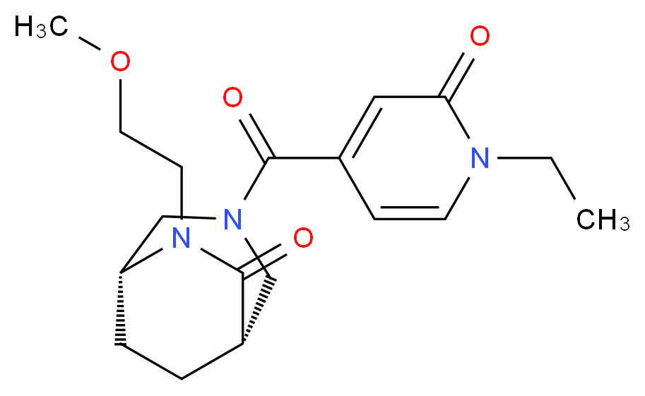 (1S*,5R*)-3-[(1-ethyl-2-oxo-1,2-dihydro-4-pyridinyl)carbonyl]-6-(2-methoxyethyl)-3,6-diazabicyclo[3.2.2]nonan-7-one_Molecular_structure_CAS_)