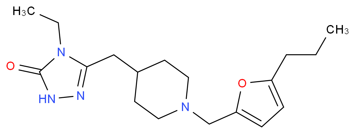 4-ethyl-5-({1-[(5-propyl-2-furyl)methyl]-4-piperidinyl}methyl)-2,4-dihydro-3H-1,2,4-triazol-3-one_Molecular_structure_CAS_)