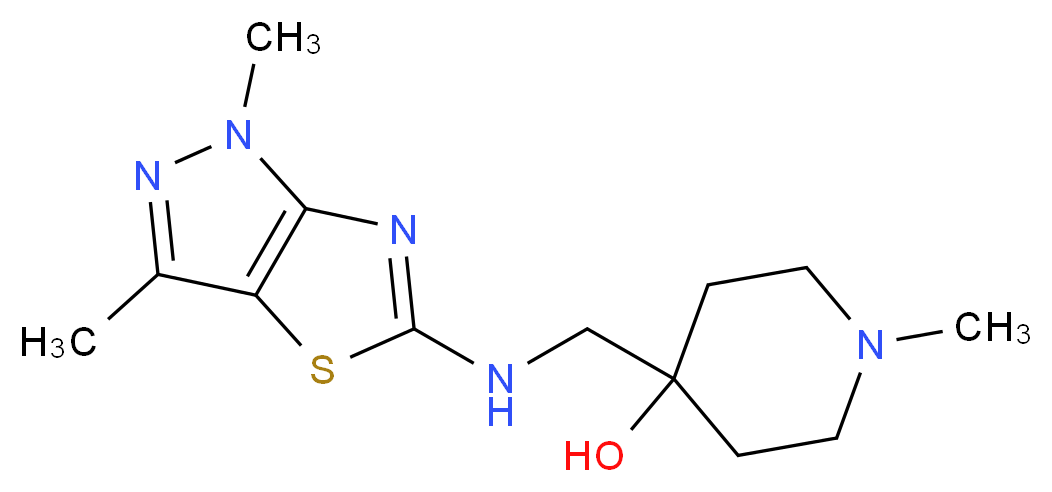 4-{[(1,3-dimethyl-1H-pyrazolo[3,4-d][1,3]thiazol-5-yl)amino]methyl}-1-methylpiperidin-4-ol_Molecular_structure_CAS_)