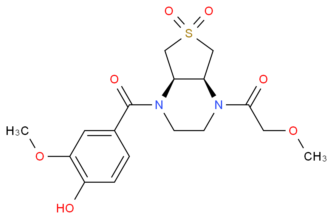2-methoxy-4-{[(4aS*,7aR*)-4-(methoxyacetyl)-6,6-dioxidohexahydrothieno[3,4-b]pyrazin-1(2H)-yl]carbonyl}phenol_Molecular_structure_CAS_)