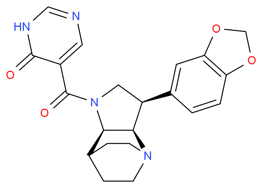 5-{[(3R*,3aR*,7aR*)-3-(1,3-benzodioxol-5-yl)hexahydro-4,7-ethanopyrrolo[3,2-b]pyridin-1(2H)-yl]carbonyl}pyrimidin-4(3H)-one_Molecular_structure_CAS_)