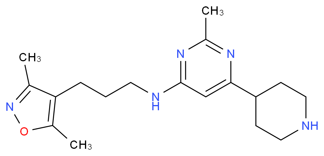 N-[3-(3,5-dimethylisoxazol-4-yl)propyl]-2-methyl-6-piperidin-4-ylpyrimidin-4-amine_Molecular_structure_CAS_)
