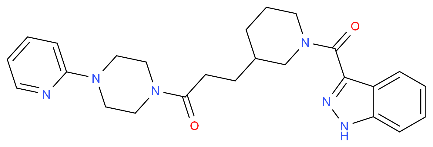 3-[(3-{3-oxo-3-[4-(2-pyridinyl)-1-piperazinyl]propyl}-1-piperidinyl)carbonyl]-1H-indazole_Molecular_structure_CAS_)