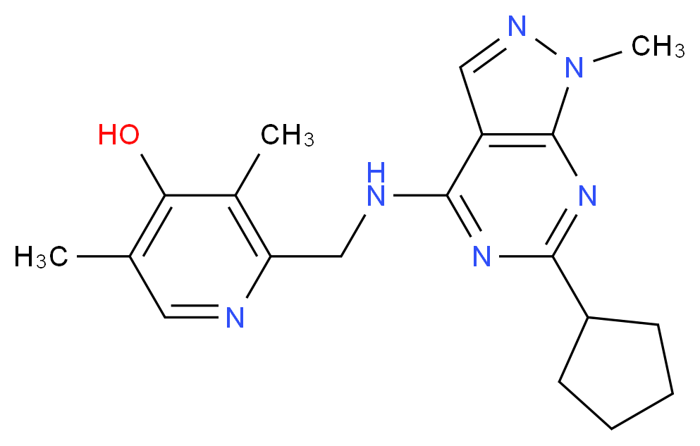 2-{[(6-cyclopentyl-1-methyl-1H-pyrazolo[3,4-d]pyrimidin-4-yl)amino]methyl}-3,5-dimethyl-4-pyridinol_Molecular_structure_CAS_)