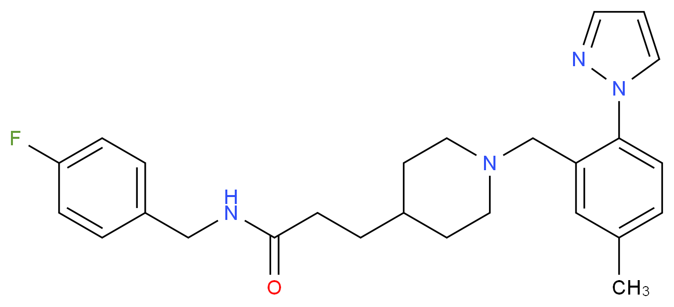N-(4-fluorobenzyl)-3-{1-[5-methyl-2-(1H-pyrazol-1-yl)benzyl]-4-piperidinyl}propanamide_Molecular_structure_CAS_)