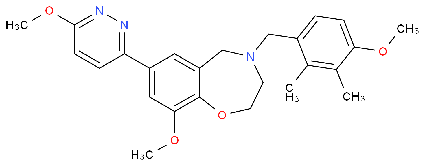 9-methoxy-4-(4-methoxy-2,3-dimethylbenzyl)-7-(6-methoxy-3-pyridazinyl)-2,3,4,5-tetrahydro-1,4-benzoxazepine_Molecular_structure_CAS_)