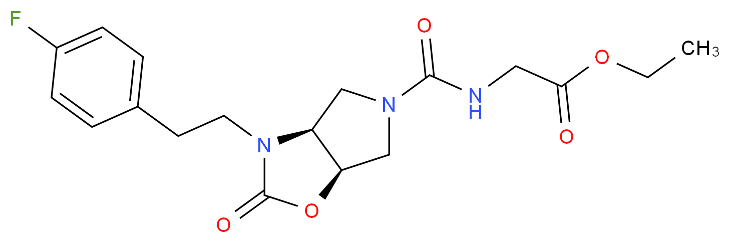 ethyl [({(3aS*,6aR*)-3-[2-(4-fluorophenyl)ethyl]-2-oxohexahydro-5H-pyrrolo[3,4-d][1,3]oxazol-5-yl}carbonyl)amino]acetate_Molecular_structure_CAS_)