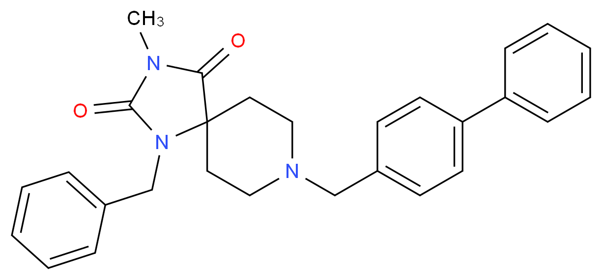 1-benzyl-8-(4-biphenylylmethyl)-3-methyl-1,3,8-triazaspiro[4.5]decane-2,4-dione_Molecular_structure_CAS_)