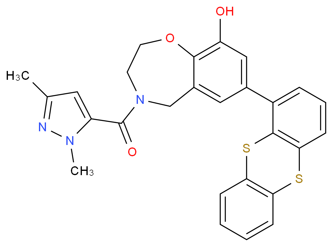 4-[(1,3-dimethyl-1H-pyrazol-5-yl)carbonyl]-7-(1-thianthrenyl)-2,3,4,5-tetrahydro-1,4-benzoxazepin-9-ol_Molecular_structure_CAS_)