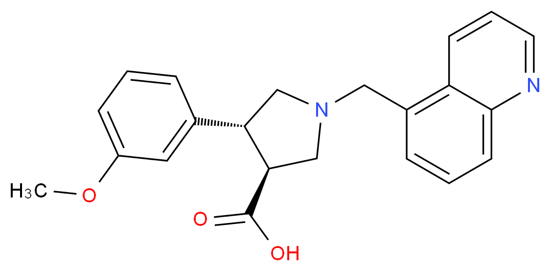 (3S*,4R*)-4-(3-methoxyphenyl)-1-(quinolin-5-ylmethyl)pyrrolidine-3-carboxylic acid_Molecular_structure_CAS_)