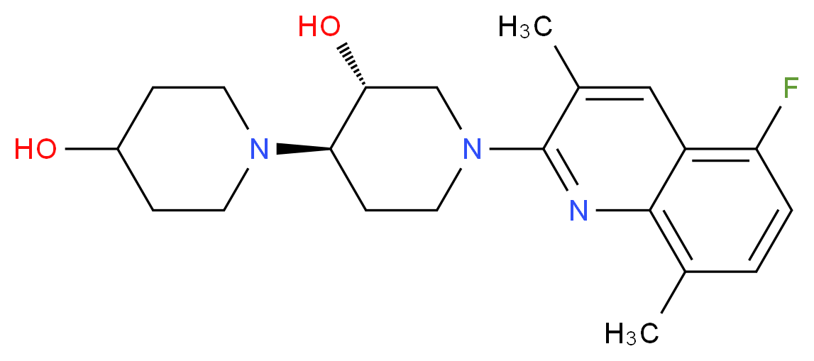 (3'R*,4'R*)-1'-(5-fluoro-3,8-dimethyl-2-quinolinyl)-1,4'-bipiperidine-3',4-diol_Molecular_structure_CAS_)
