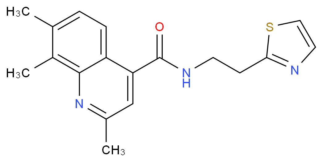 2,7,8-trimethyl-N-[2-(1,3-thiazol-2-yl)ethyl]-4-quinolinecarboxamide_Molecular_structure_CAS_)