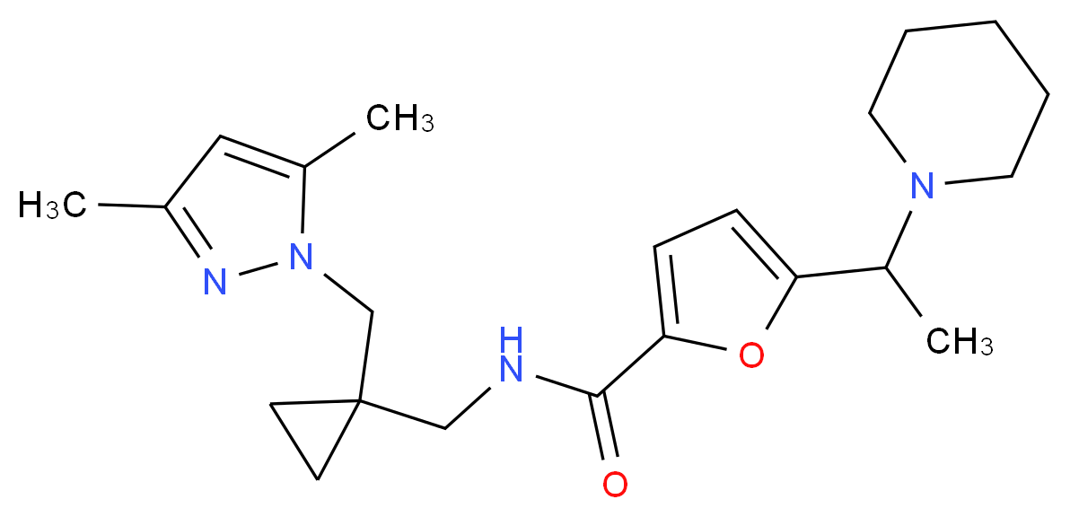 N-({1-[(3,5-dimethyl-1H-pyrazol-1-yl)methyl]cyclopropyl}methyl)-5-(1-piperidin-1-ylethyl)-2-furamide_Molecular_structure_CAS_)