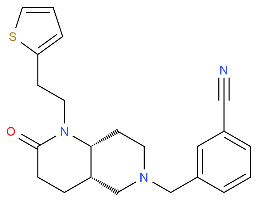 3-{[(4aS*,8aR*)-2-oxo-1-[2-(2-thienyl)ethyl]octahydro-1,6-naphthyridin-6(2H)-yl]methyl}benzonitrile_Molecular_structure_CAS_)