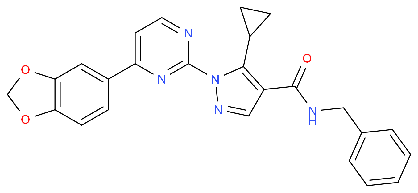 1-[4-(1,3-benzodioxol-5-yl)-2-pyrimidinyl]-N-benzyl-5-cyclopropyl-1H-pyrazole-4-carboxamide_Molecular_structure_CAS_)