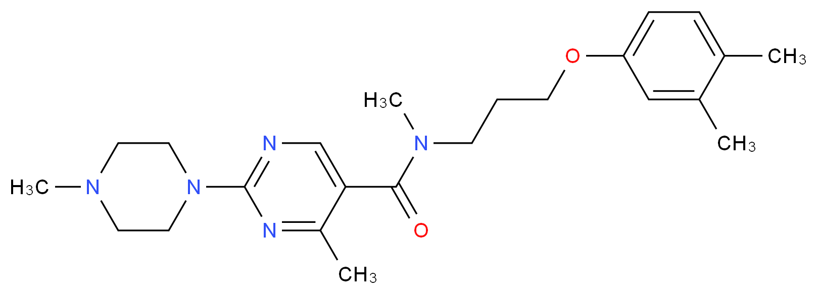 N-[3-(3,4-dimethylphenoxy)propyl]-N,4-dimethyl-2-(4-methylpiperazin-1-yl)pyrimidine-5-carboxamide_Molecular_structure_CAS_)