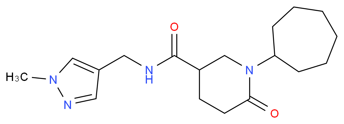 1-cycloheptyl-N-[(1-methyl-1H-pyrazol-4-yl)methyl]-6-oxo-3-piperidinecarboxamide_Molecular_structure_CAS_)