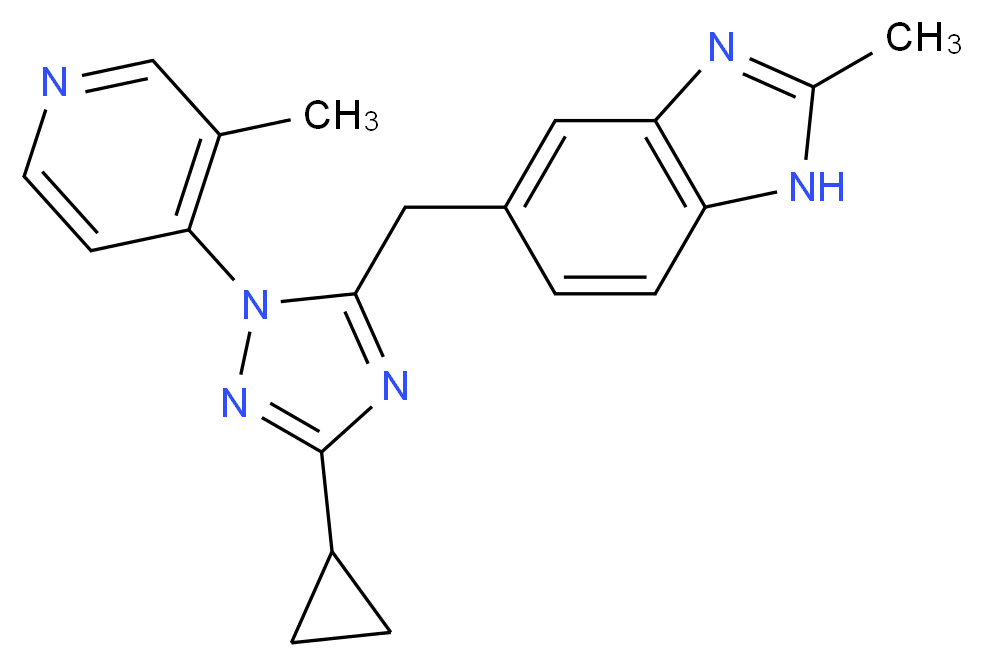 5-{[3-cyclopropyl-1-(3-methylpyridin-4-yl)-1H-1,2,4-triazol-5-yl]methyl}-2-methyl-1H-benzimidazole_Molecular_structure_CAS_)