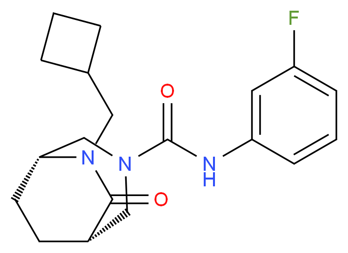 (1S*,5R*)-6-(cyclobutylmethyl)-N-(3-fluorophenyl)-7-oxo-3,6-diazabicyclo[3.2.2]nonane-3-carboxamide_Molecular_structure_CAS_)