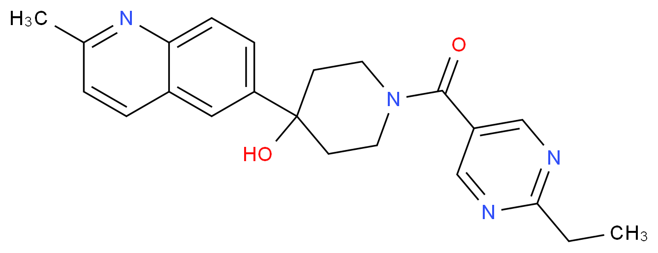 1-[(2-ethylpyrimidin-5-yl)carbonyl]-4-(2-methylquinolin-6-yl)piperidin-4-ol_Molecular_structure_CAS_)