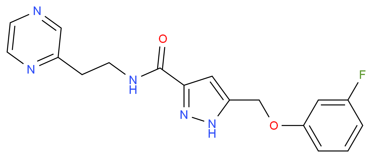 5-[(3-fluorophenoxy)methyl]-N-[2-(2-pyrazinyl)ethyl]-1H-pyrazole-3-carboxamide_Molecular_structure_CAS_)