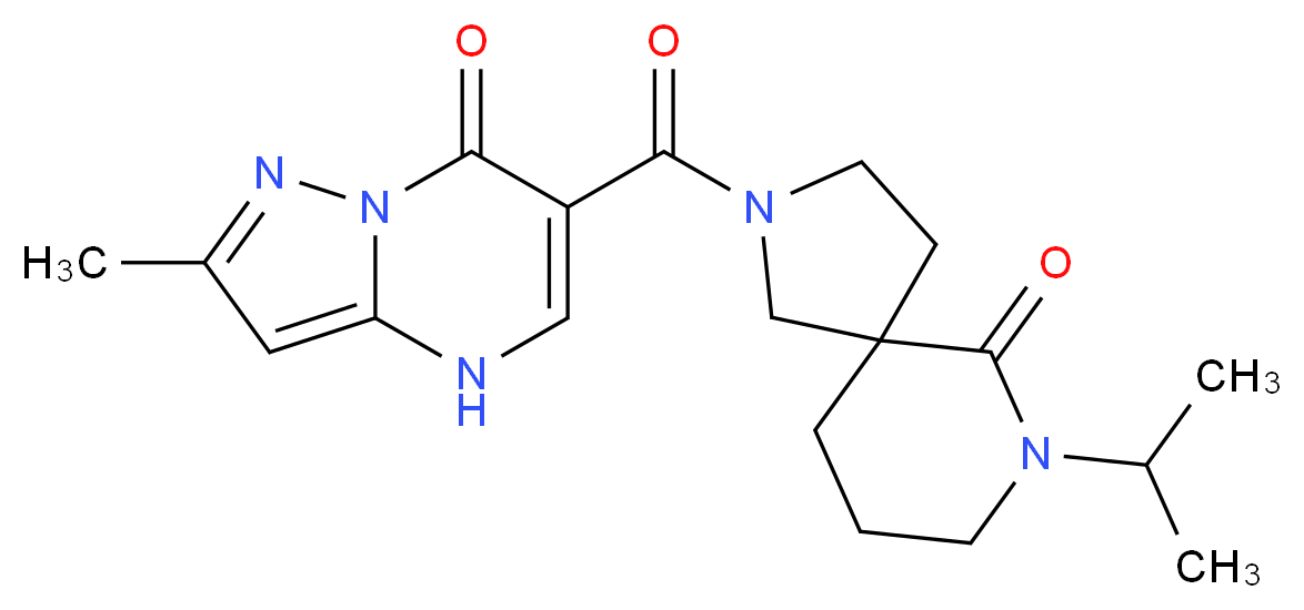7-isopropyl-2-[(2-methyl-7-oxo-4,7-dihydropyrazolo[1,5-a]pyrimidin-6-yl)carbonyl]-2,7-diazaspiro[4.5]decan-6-one_Molecular_structure_CAS_)