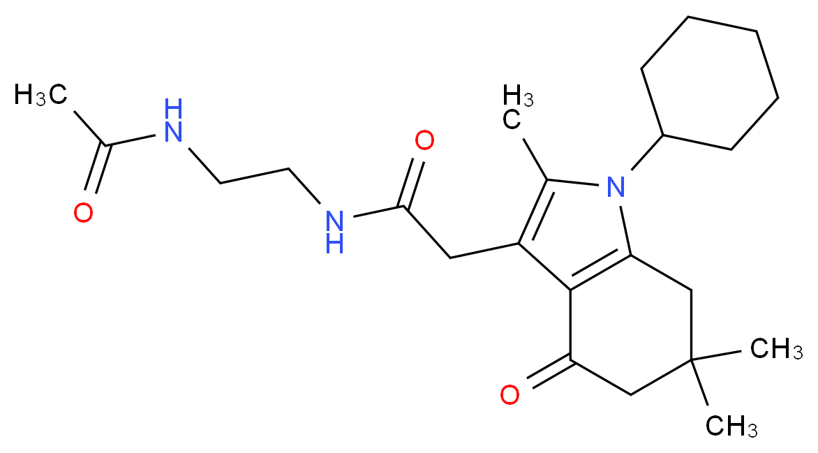 N-[2-(acetylamino)ethyl]-2-(1-cyclohexyl-2,6,6-trimethyl-4-oxo-4,5,6,7-tetrahydro-1H-indol-3-yl)acetamide_Molecular_structure_CAS_)