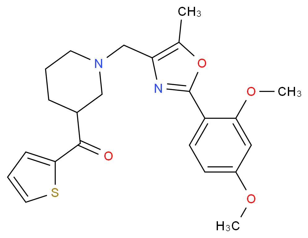 (1-{[2-(2,4-dimethoxyphenyl)-5-methyl-1,3-oxazol-4-yl]methyl}-3-piperidinyl)(2-thienyl)methanone_Molecular_structure_CAS_)