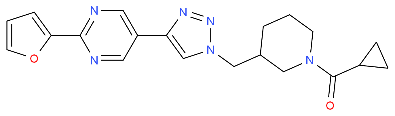 5-(1-{[1-(cyclopropylcarbonyl)piperidin-3-yl]methyl}-1H-1,2,3-triazol-4-yl)-2-(2-furyl)pyrimidine_Molecular_structure_CAS_)