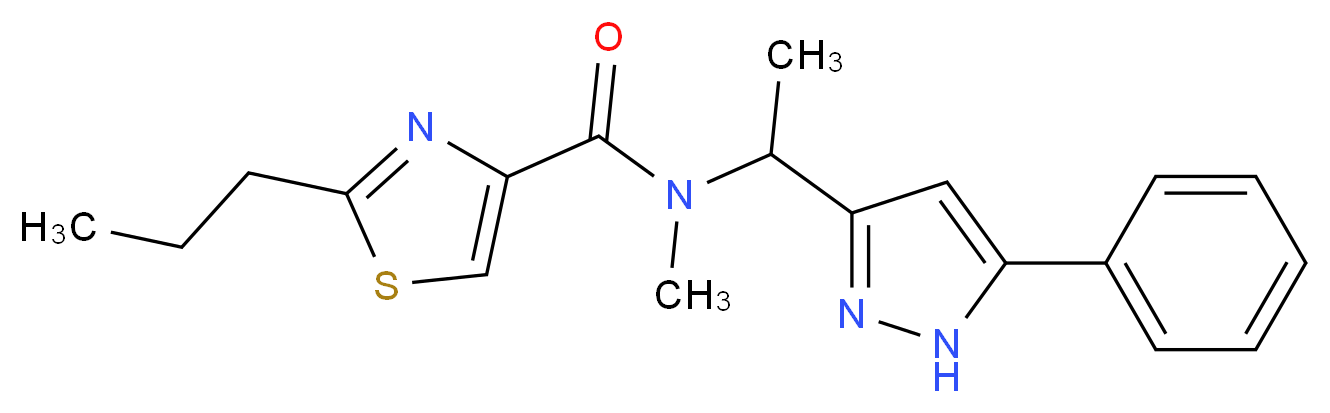 N-methyl-N-[1-(5-phenyl-1H-pyrazol-3-yl)ethyl]-2-propyl-1,3-thiazole-4-carboxamide_Molecular_structure_CAS_)