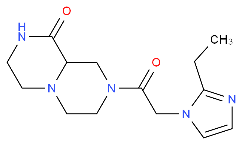 8-[(2-ethyl-1H-imidazol-1-yl)acetyl]hexahydro-2H-pyrazino[1,2-a]pyrazin-1(6H)-one_Molecular_structure_CAS_)