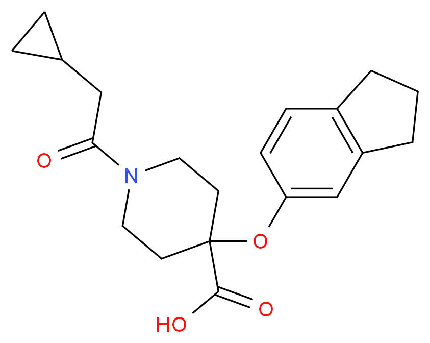 1-(cyclopropylacetyl)-4-(2,3-dihydro-1H-inden-5-yloxy)piperidine-4-carboxylic acid_Molecular_structure_CAS_)