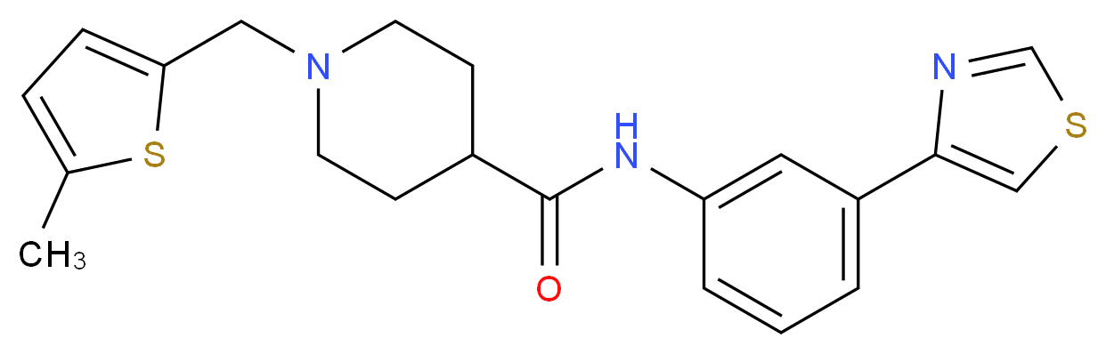 1-[(5-methyl-2-thienyl)methyl]-N-[3-(1,3-thiazol-4-yl)phenyl]-4-piperidinecarboxamide_Molecular_structure_CAS_)