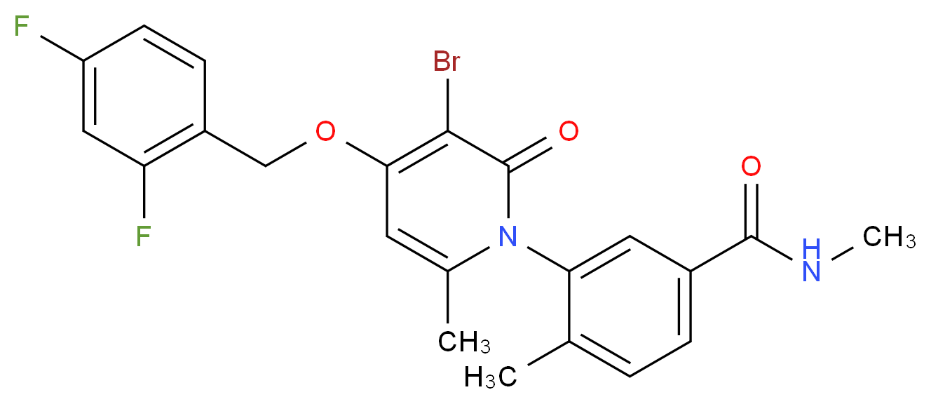 3-{3-bromo-4-[(2,4-difluorobenzyl)oxy]-6-methyl-2-oxopyridin-1(2H)-yl}-N,4-dimethylbenzamide_Molecular_structure_CAS_)