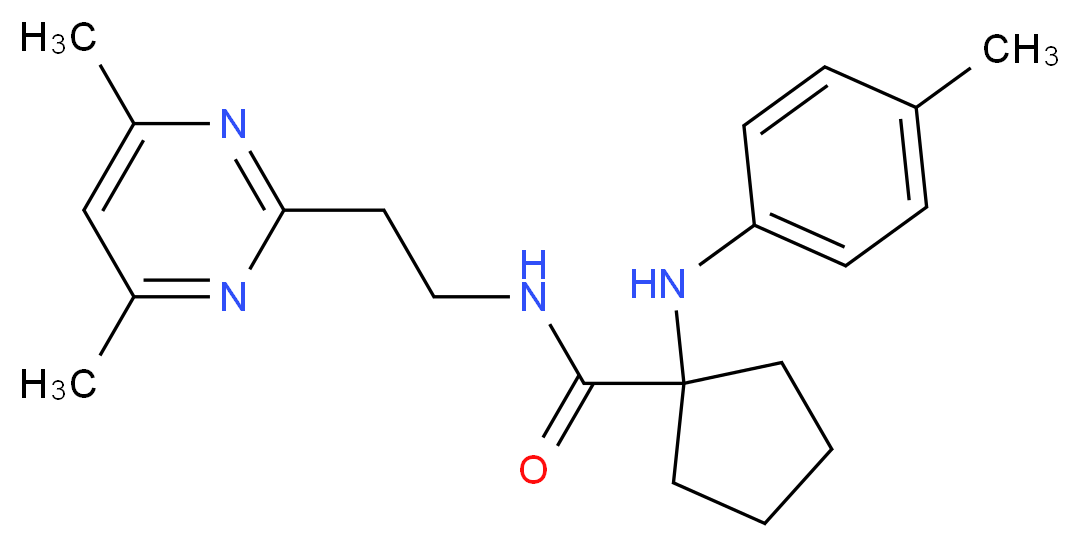 N-[2-(4,6-dimethylpyrimidin-2-yl)ethyl]-1-[(4-methylphenyl)amino]cyclopentanecarboxamide_Molecular_structure_CAS_)