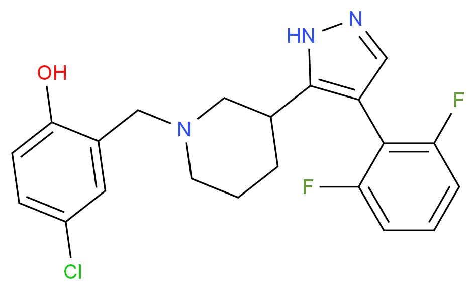4-chloro-2-({3-[4-(2,6-difluorophenyl)-1H-pyrazol-5-yl]-1-piperidinyl}methyl)phenol_Molecular_structure_CAS_)